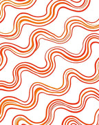 Vibrant Orange Wavy Ribbon Rug