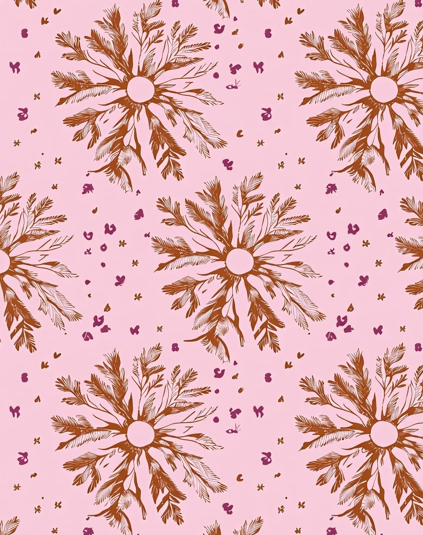 Coral Pink Botanical Burst Rug