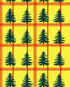 Forest Green Christmas Trees Red Plaid Rug
