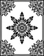 Black White Floral Medallion Border Rug