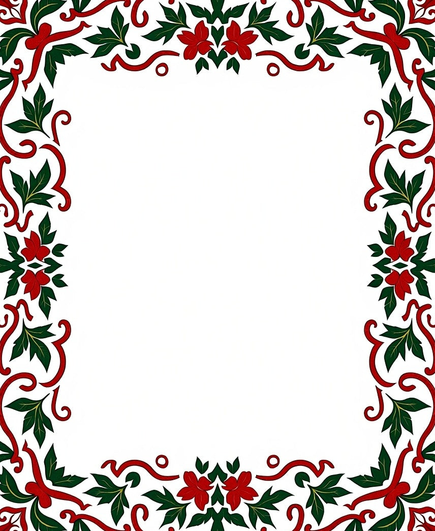 Crimson Red Holly Swirl Border Rug
