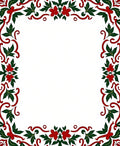 Crimson Red Holly Swirl Border Rug