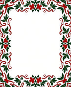 Crimson Red Holly Swirl Border Rug
