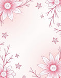 Coral Pink Floral Branch Border Rug