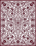 Crimson Floral Vine Scroll Medallion Rug