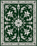 Emerald Green Floral Medallion Border Rug