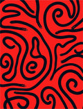 Bold Red Abstract Swirl Lines Rug