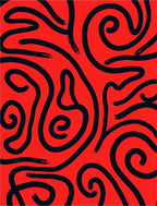 Bold Red Abstract Swirl Lines Rug