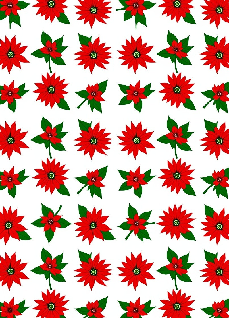 Festive Red Poinsettia Garland Rug