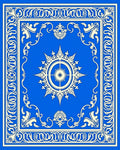 Royal Blue Ivory Sunburst Medallion Rug