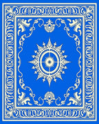 Royal Blue Ivory Sunburst Medallion Rug