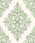 Serene Sage Green Floral Medallion Rug