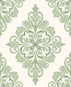 Serene Sage Green Floral Medallion Rug