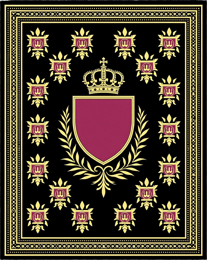 Regal Black Gold Emblem Shield Rug