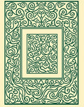 Traditional Green Scrollwork Square Rug