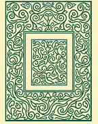 Traditional Green Scrollwork Square Rug