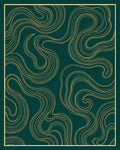 Deep Teal Gold Swirling Lines Rug