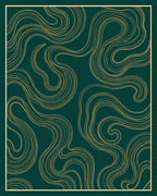 Deep Teal Gold Swirling Lines Rug