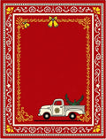 Vintage Red Truck Christmas Border Rug