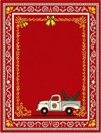 Vintage Red Truck Christmas Border Rug