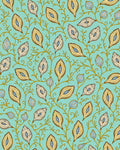 Teal Gold Leafy Vine Elongated Almonds Rug