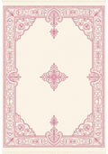 Cream Pink Ornate Scroll Medallion Rug
