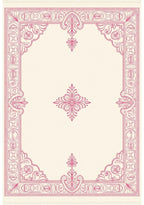 Cream Pink Ornate Scroll Medallion Rug