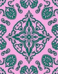 Elegant Pink Emerald Floral Scroll Rug