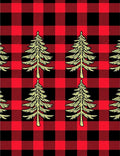 Red Black Buffalo Plaid Pine Tree Rug