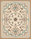 Elegant Beige Brown Teal Medallion Rug