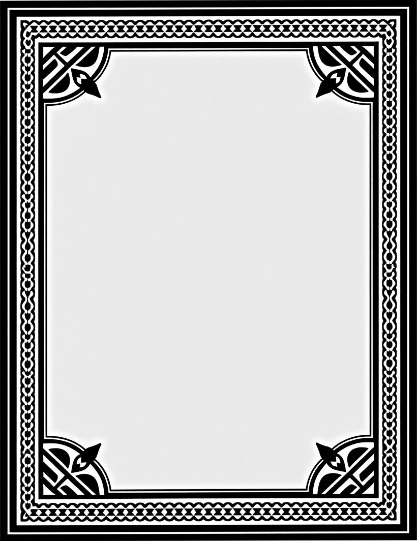 Black White Geometric Celtic Knot Border Rug