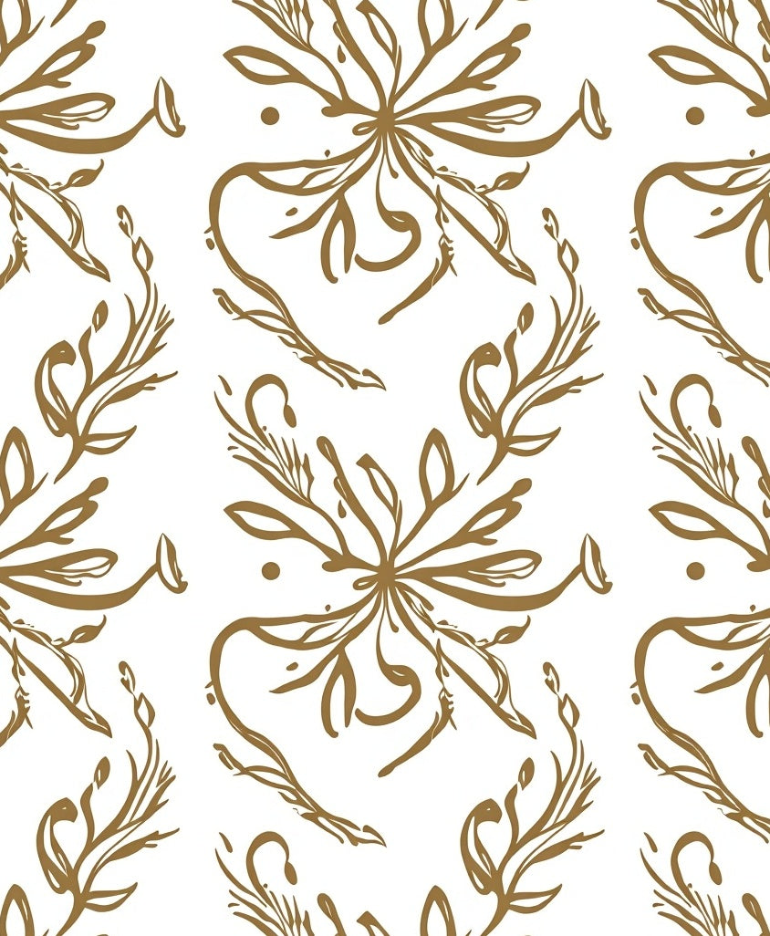 Gold Floral Vine Whimsical Nature Rug