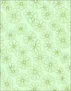 Pale Green Outline Daisy Field Rug