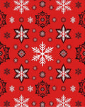 Red White Black Snowflake Collage Rug