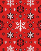 Red White Black Snowflake Collage Rug