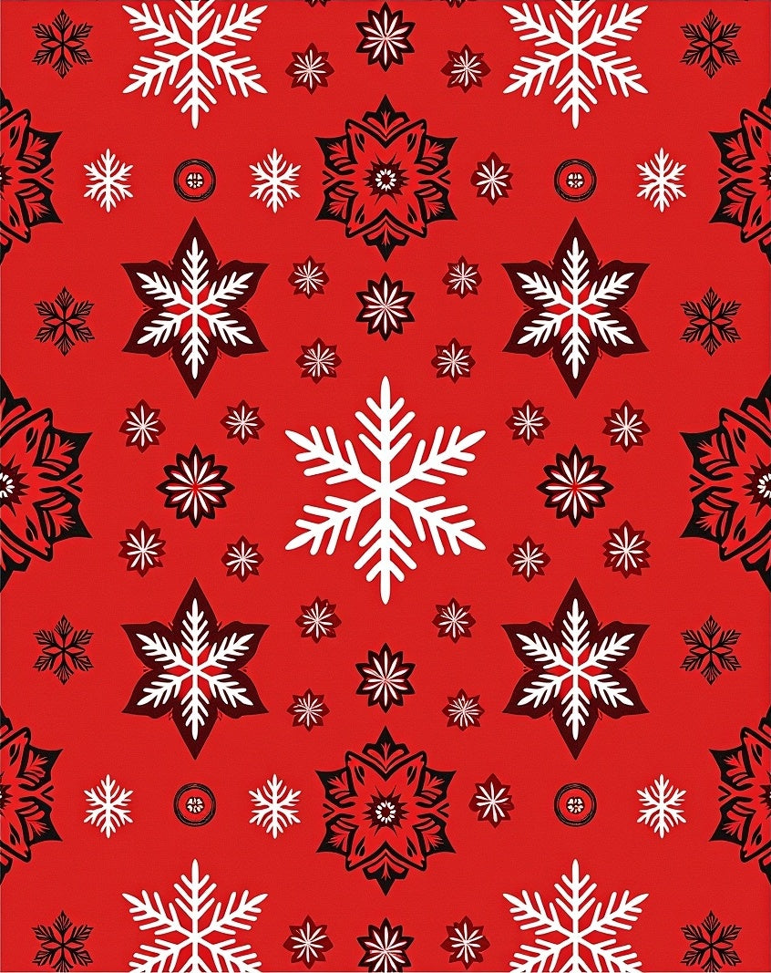 Red White Black Snowflake Collage Rug