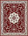 Deep Red Cream Floral Medallion Rug