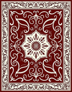Deep Red Cream Floral Medallion Rug