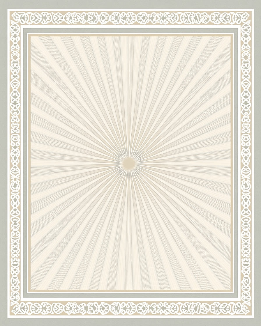 Ethereal Sunburst With Geometric Border Rug