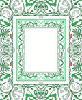 Art Nouveau Green Floral Border Rectangle Rug