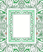 Art Nouveau Green Floral Border Rectangle Rug