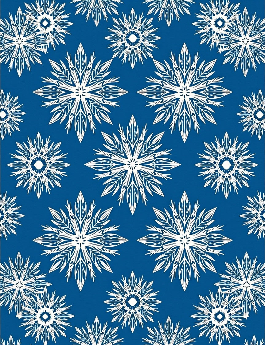 Classic White Snowflake Blue Background Rug