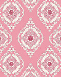 Pink Cream Floral Damask Medallion Rug