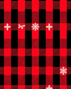 Red Black Buffalo Plaid Snowflakes Rug