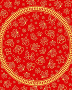 Golden Floral Medallion Red Rug