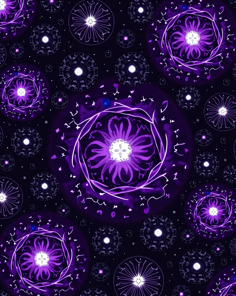 Vivid Purple Blooming Mandala Circles Rug