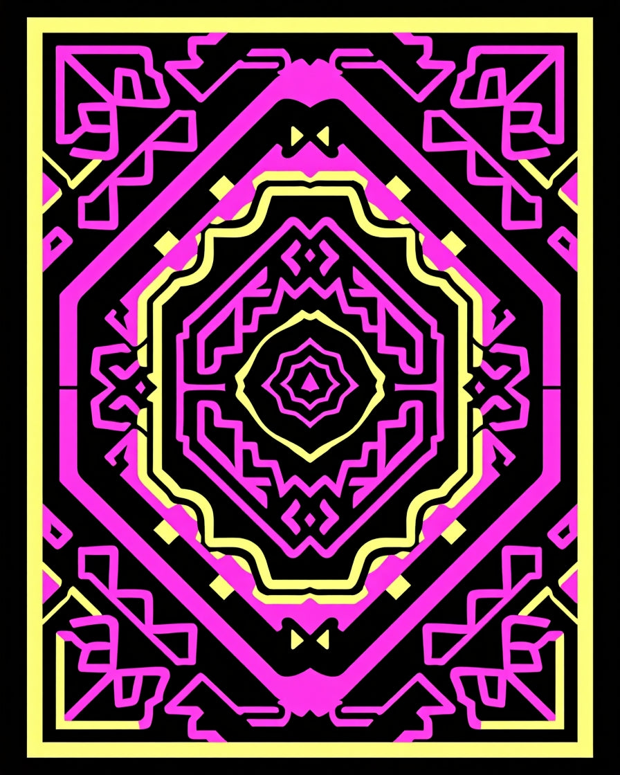 Bold Pink Geometric Medallion Rug