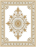 Golden Floral Medallion Border Rug