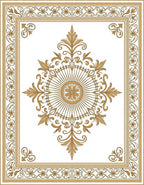 Golden Floral Medallion Border Rug