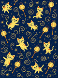 Cute Yellow Cats and Lanterns Rug